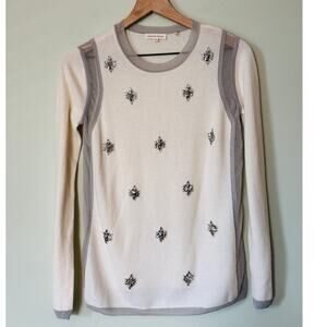 Rebecca Taylor Embellished Cashmere Blend Sweater XS Holiday Snowflake